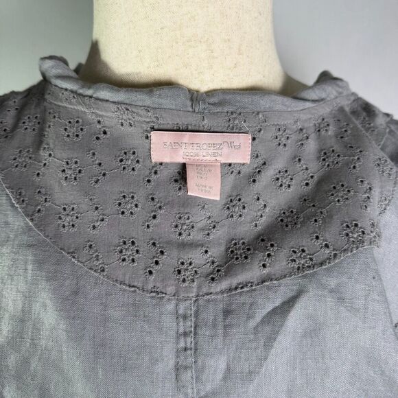 Saint Tropez West 100% Linen Jacket, Gray Drawstring, Sz Small, Excellent 2/$50 - Picture 11 of 15